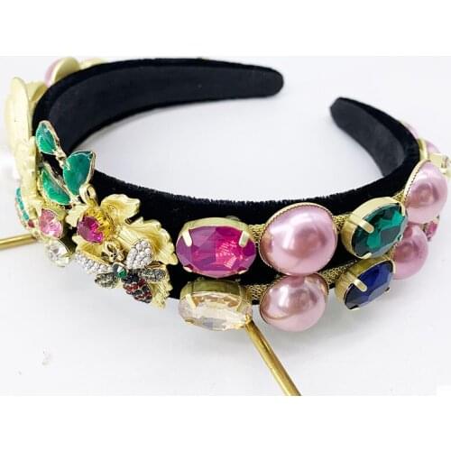 Pearl Headband Tiaras,Crown,Bee Hairband ,Gold Crown ,Hair pins for women,Hair Hoop Big Miraculous Ladybug Hair Ornament