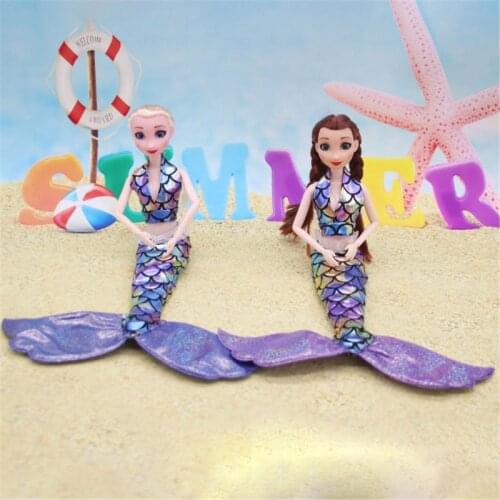 One Set Doll Cosplay Clothing Similar Fairy Tale Mermaid Tail Wedding Dress Gown Party Outfit For Barbie Doll DIY Gift