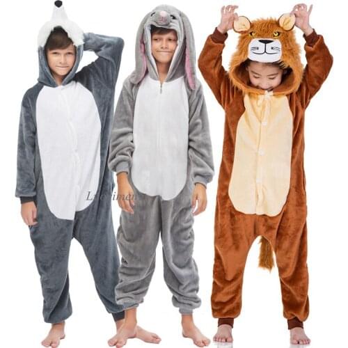 Cartoon Lion Kigurumi Onesie Kids Pijama Unicorn Pajamas for Boys Girl Winter Animal Pyjamas Children Pajamas Sleepwear Jumpsuit