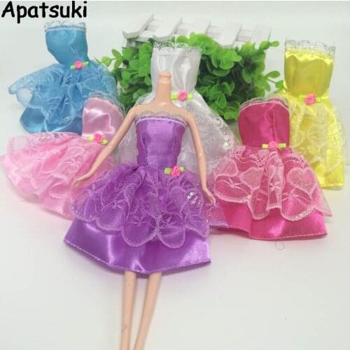 Doll Dress For Barbie Doll Clothes Clothing Elegant Lace Multi Layers Short Dresses For Barbie Princess Floral Dolls Accessories