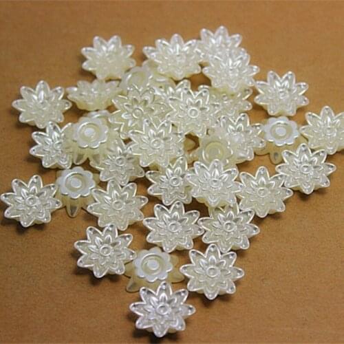 17mm 200pcs Ivory/White Imitation ABS Flower Shape Half Round Pearl Flatback Beads For DIY Scrapbook Jewelry clothes Decoration