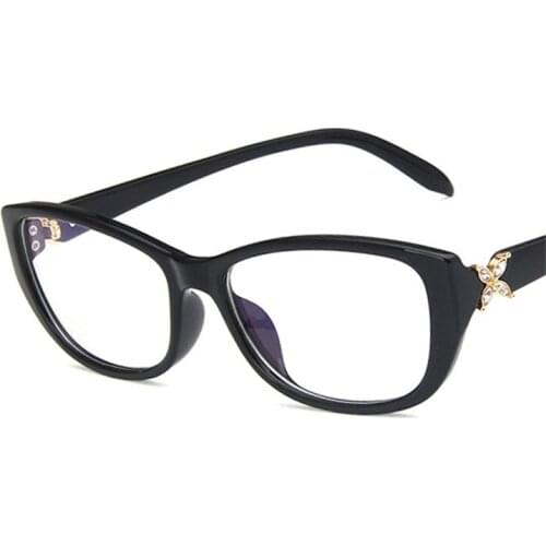 Transparent Glasses Frame For Women Glasses Anti-fatigue UV Computer eyeglasses Retro Diamond goggles Optical Clear Lens