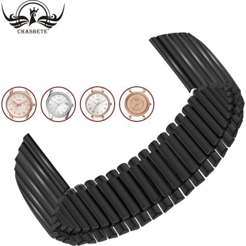Stainless Steel Watch Band for Fossil Watchband 16mm 18mm 20mm 22mm 24mm Metal Elastic Strap Belt Wrist Loop Bracelet Silver