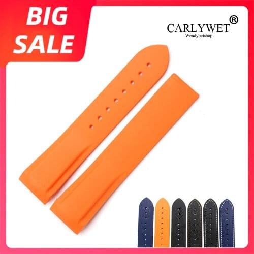 CARLYWET 20 22mm For Omega Planet Ocean 45 42mm TOP Quality Navy Blue Rubber Silicone Rubber Wrist Watch Band Strap Belt Loops
