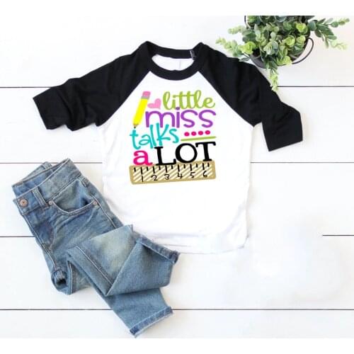 Girls Back To School Shirt First Day of School Shirt Little Miss Talks A Lot Back To School Ralgan Tops Cool Back To School Tee