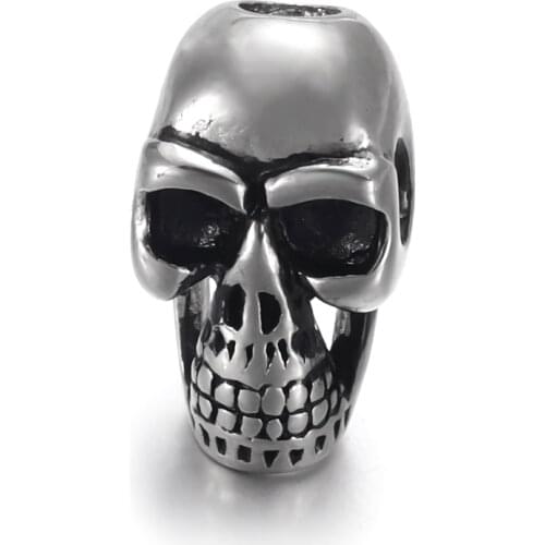 Stainless Steel Skull Bead Spacer Polished 3.5mm Hole Beads Metal Charms DIY Bracelet Jewelry Making Accessories