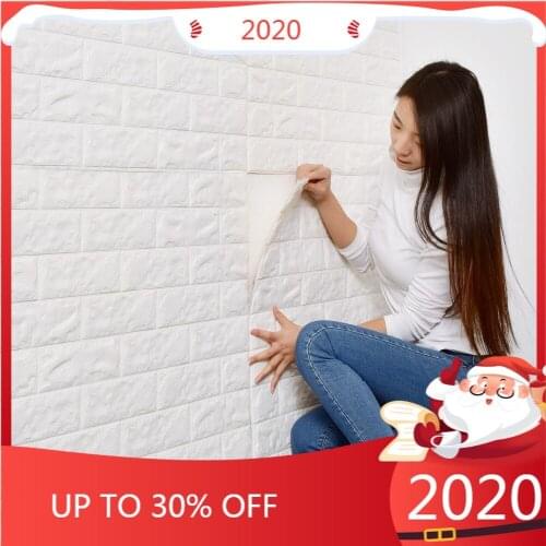 Self-adhesive wallpaper white brick stickers 3d wall stickers living room bedroom decoration TV background waterproof 70*77cm