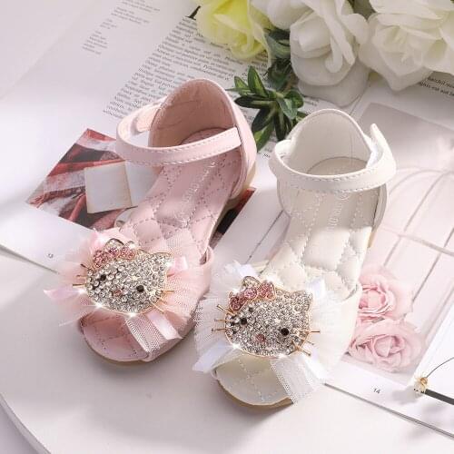 Sanrio Hello Kitty new girls sandals cartoon rhinestone princess shoes childrens shoes