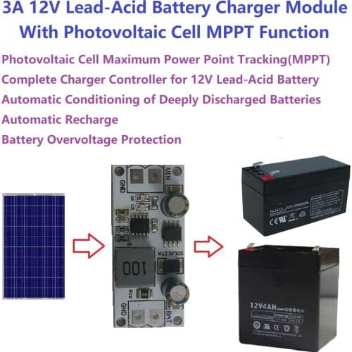 3A 12V 1-1000AH Lead-Acid Battery Charger With Photovoltaic Cell MPPT Function for UPS Car Solar panels