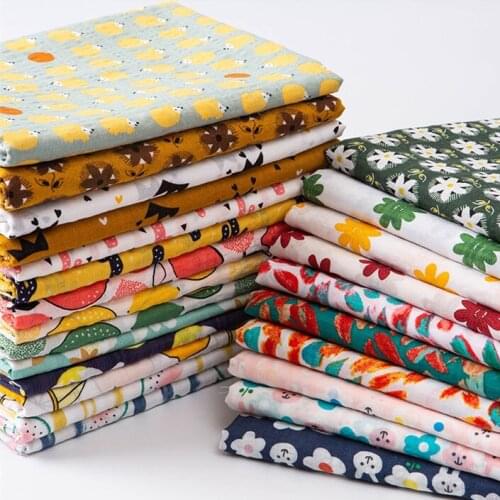 50*140cm BCartoon flowerJacquard Twill Bubble Knit Polyester Cotton Fabric DIY Tissue Kids Home Textile 130g/m