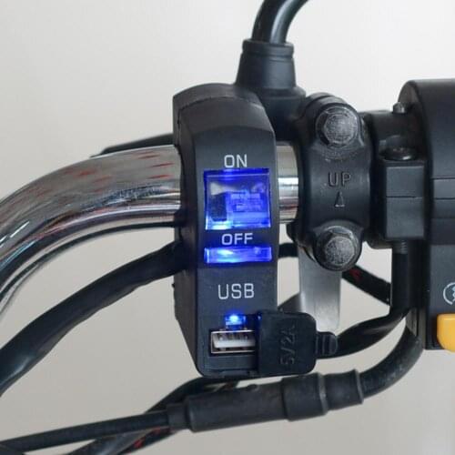 DC 12V Universal Motorcycle Handlebar Durable LED Indicator Mount USB Phone Charger with Switch мотоцикл