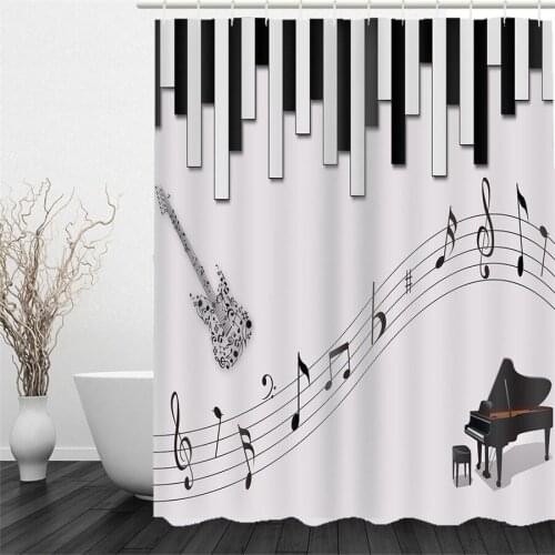 180x180cm Waterproof Shower Curtain Bathroom Washroom Musical Note 3D Print Curtains Polyester Fabric With 12 Hooks DropShipping