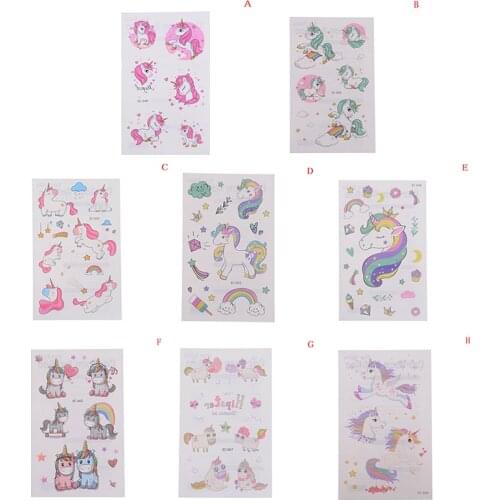 New Tattoo Sticker Cartoon Cute Kids Children Animal Unicorn Horse Temporary Tattoo Sticker Girls party Favor Unicorn