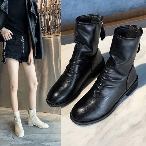 2021 New Fashion High Heels Boots Women Winter Shoes Sexy Ladies Ankle Boots Warm Plush Square Heel 8cm Black A3056