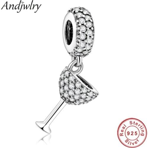 925 Sterling Silver Goblet Cup Hanging Pendant Dangle Charm Fits Original Pandora Charm Bracelets Bead DIY Jewelry Berloque