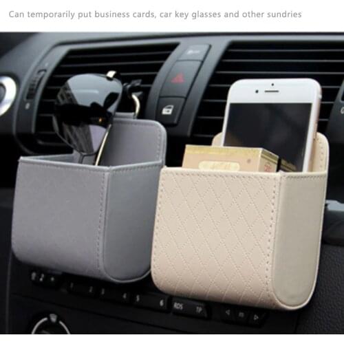1 PC Portable Leather Money Key Holder Car Hanging Bag Car Storage Box Vehicle Storage Bucket Phone Coin Organizer