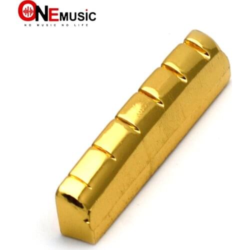 10PCS 6 String Slotted Brass Gold Plated Acousitc Guitar Nut Size 42*3*5.5-4.5mm