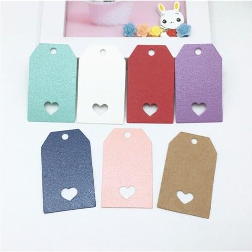 100Pcs Packaging kraft Paper Gift Hang Tag Card With Hollow Heart Colorful Blank Paper Lovely Labels Card 5x3cm