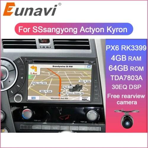 Eunavi 2 din Car multimedia player for Ssang yong Ssangyong Actyon Kyron Android system 2din DVD radio stereo 7'' WIFI