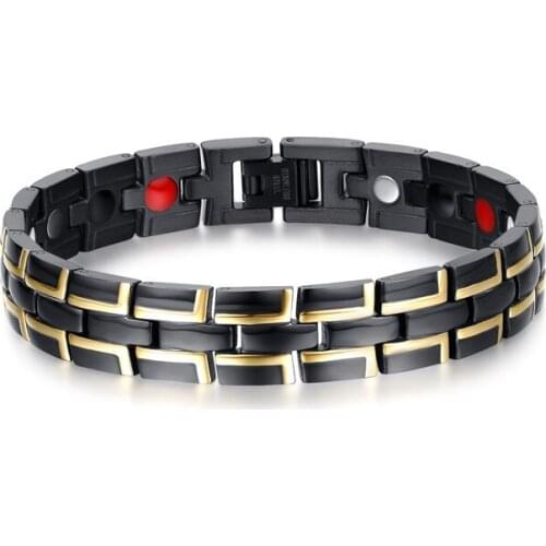 Mens Phnom Penh Black Magnet Bracelet Stainless Steel Jewelry Custom Made Wholesale B00668
