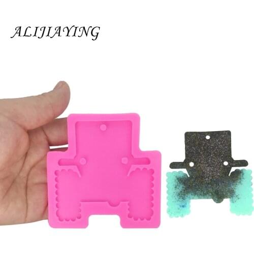 DIY Shiny car shape silicone mold for key chains with hole Pendant resin jewelry epoxy molds 3D crafts tools DY0067