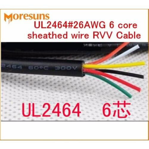 Fast Free Ship by DHL/EMS 200m/roll UL2464#26AWG 6 core sheathed wire RVV Cable signal wire/7/0.14 tin plated Copper wire