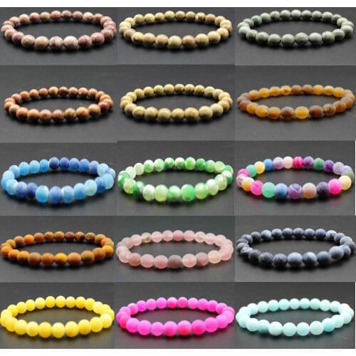 Chakra 8mm Natural Stone Beaded Bracelet Men Women Jewelry Lava Rock Grain Weathered Matte Healing Beads Stretch Charm Yoga