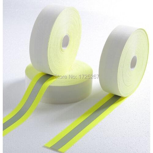 CSR yellow-gray-yellow 5cm width, 50yards length reflective Reflective Flame Retardant tape