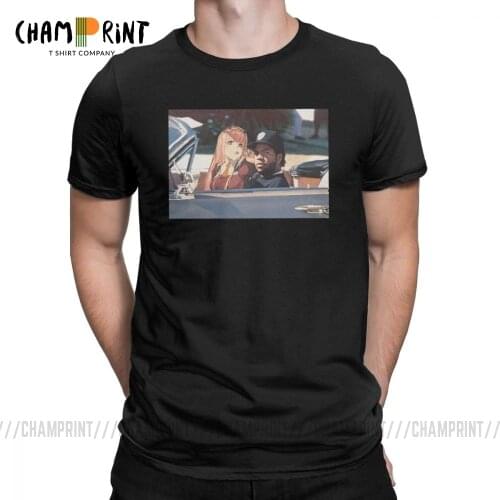 Zero Two Ice Cube Darling In The Franxx T Shirt for Man Short Sleeved Tees Cotton T-Shirt Funny Round Neck Clothing Plus Size
