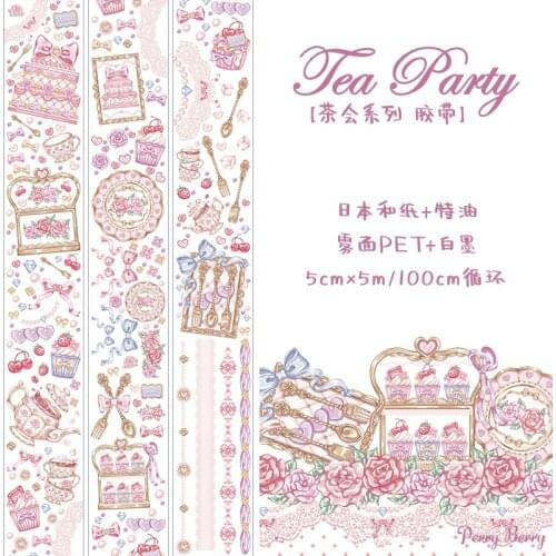 Happy Tea Party PET Washi Tapes Bullet Journal Masking Tape Adhesive Tape DIY ScrapbookingDecorative Card Making Washi Stickers