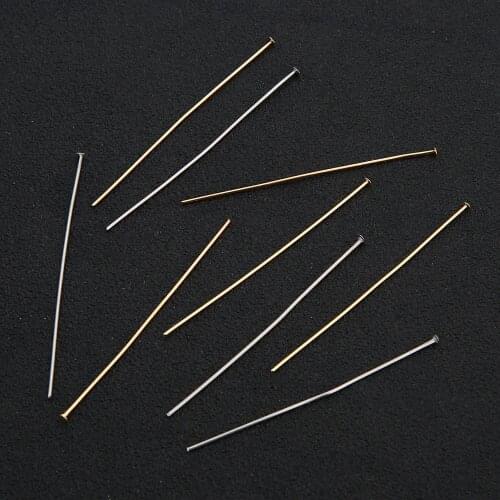 100pcs/lot Stainless Steel Gold Silver Tone Flat Head Pin 15 20 25 30 35 40 45 50mm Length Steel Base Headpin Needle 21 Gauge