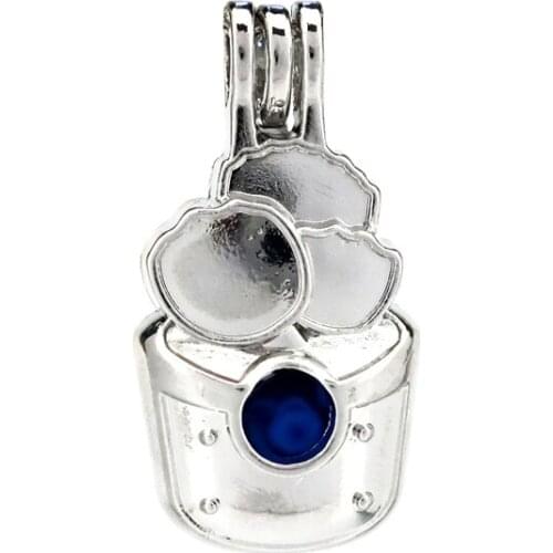 K806 5pcs/lot Silver Alloy Cake Ice Cream Beads Cage Pendant Locket Fairytale Party Essential Oil Diffuser