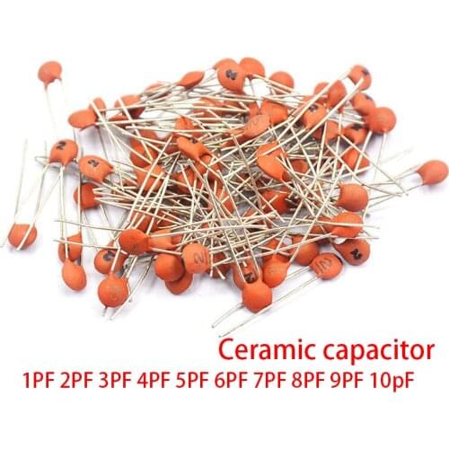 100pcs Ceramic capacitor 50V 1PF 2PF 3PF 4PF 5PF 6PF 7PF 8PF 9PF 10pF