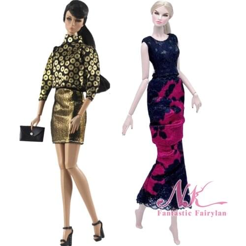 NK Newest 2 Set Doll Fashion Party Dress Suit Noble Daily Beautiful For Barbie Accessories Doll Costume Best Girl Gift Toy7X