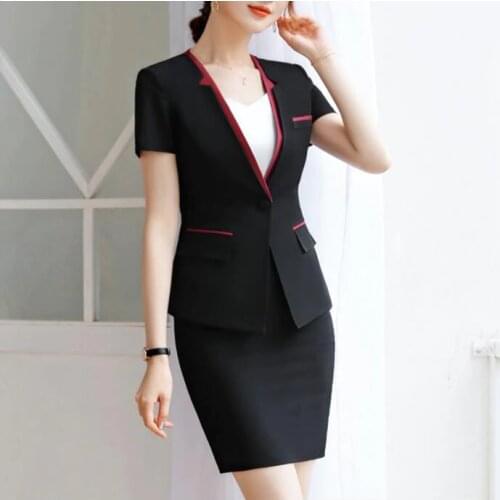 Skirt Suits Office Lady Wear Work Formal Business Elegant Designer Blazer Mini Dress Women 2 Piece Set Uniform Female Plus Size