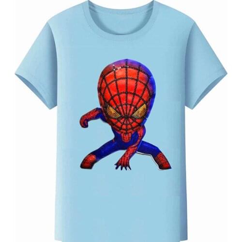 Disney summer cartoon printing color sequins boys and girls light up LED T-shirt cotton short-sleeved top