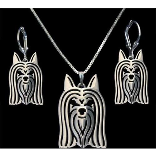 Lovers' Metal Australian Silky Terrier Jewelry Set Womens Alloy Dog Shaped Jewelry Set