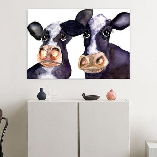 Cute Cartoon Black and White Cattle Decorative Painting Home Living Room Porch Painting Childrens Room Mural Frameless Painting