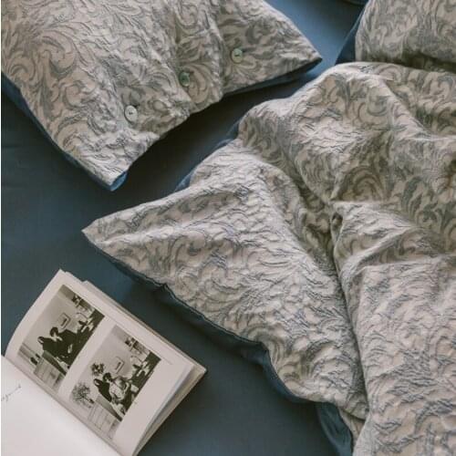 Nordic Simple Literary Bedding Set 60S Egyptian Cotton Yarn-dyed Yacquard Double Size Sheet Pillowcase Duvet Cover 4pcs for Home