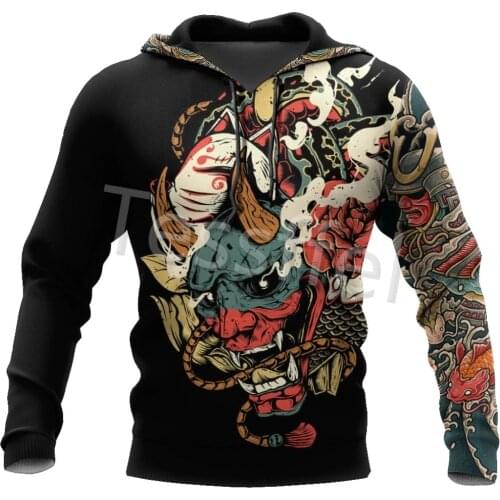 2021 Tessffel Japanese Samurai Tattoo 3D Printed New Style Mens Sweatshirt Harajuku Hoodie Casual Unisex Pullover