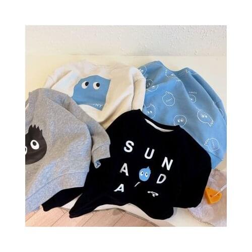 2021 Spring New Childrens T Shirt Unisex Childrens Print Sweatshirt Baby Boys and Girls Long-sleeved Korean Pullovers T-shirt
