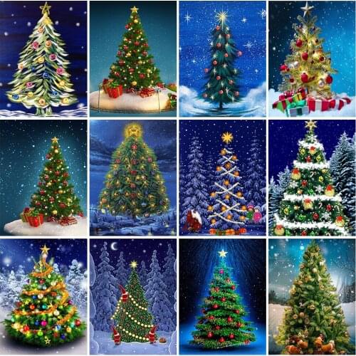 Landscape Diamond Painting 5D Full Square Diamond Mosaic Christmas Tree Cross Stitch Kit Embroidery Needlework Home Decoration