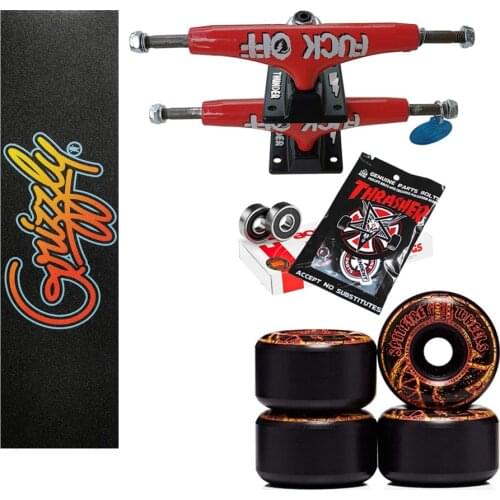 Spitfire wheels forged 5.25inch THUNDER skateboard trucks good quality chrome steel bearings grizzly grip tape skateboards