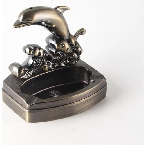 Resin metal ashtray dolphin model ashtray with lighter dual-use cigarette accessories