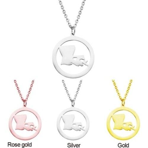 Factory direct supply hot new products Simple stainless steel map necklace American Louisiana pendant Female accessories