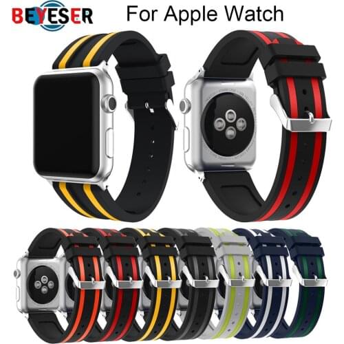 Bands For apple watch strap series 5 4 3 2 1 Sport Silicone watch band 44mm 40mm 42mm 38mm bracelet with link pulseira wristband