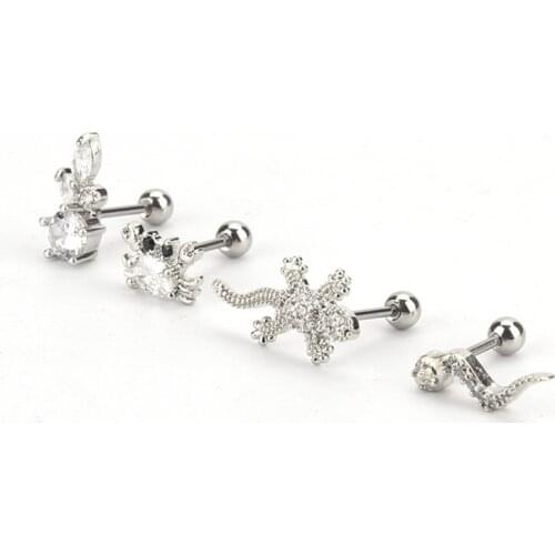 316 L Stainless Steel Cartoon Animals Stud Earrings Super Mini 4 pc/set