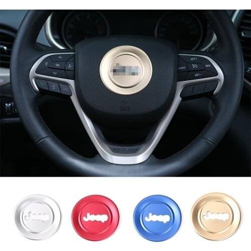 SHINEKA for Jeep Cherokee Grand Cherokee 2014-2016 Aluminium Alloy Steering Wheel Decorative Cover