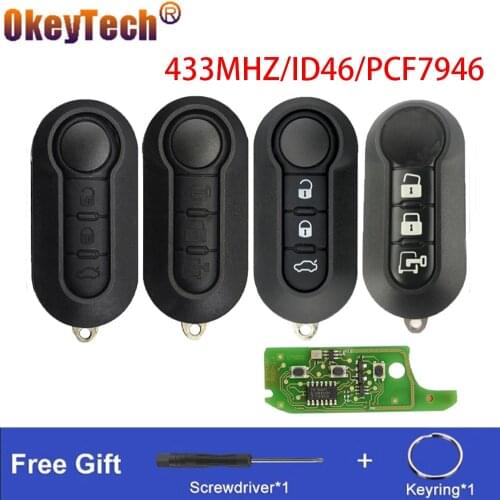 Okeytech For Fiat Flip Folding Remote Control Car Key For Fiat 500 Doblo Qubo Grande Punto 2006-2013 433mHz ID46 PCF7946 Chip
