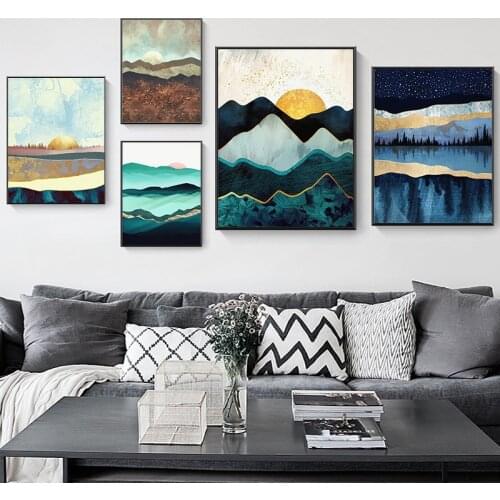 Modern Landscape Sun Inkjet Picture Nordic Simple Living Room Canvas Painting for Bedroom Study Wall Printing Decorative Posters